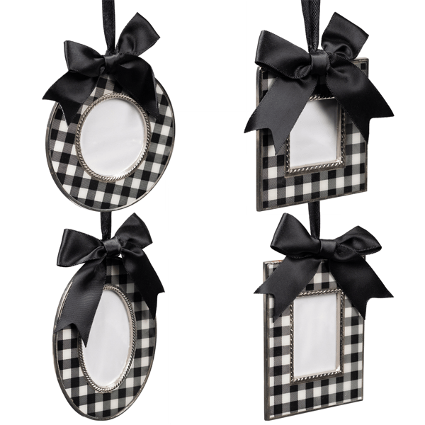 Northlight 4ct. Plaid Photo Frame Christmas Ornaments with Bows