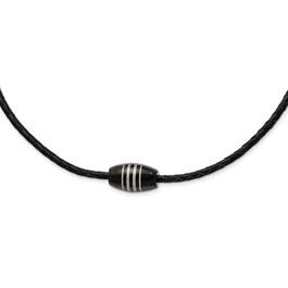 Mens Gentlemen's Classics&#40;tm&#41; Black Plated & Leather Cord Necklace