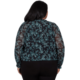 Plus Size Emaline Feminine Mystique Long Sleeve Floral Blouse