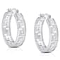 Accents by Gianni Argento Silver Diamond Greek Key Hoop Earrings - image 1