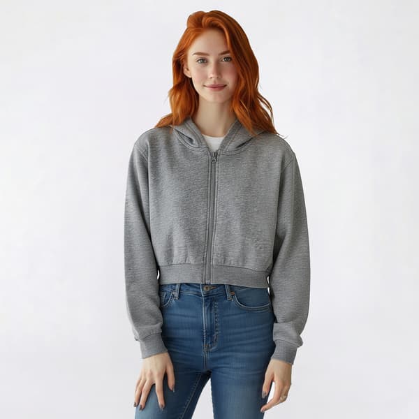 Juniors Urban Rebel Zip Up Drop Shoulder Cropped Hoodie