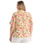 Plus Size Rafaella® Short Sleeve Petal Dance Pom Trim Blouse - image 2