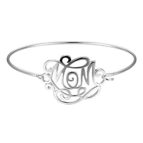 Sterling Silver Mom Filigree Bangle Bracelet - image 