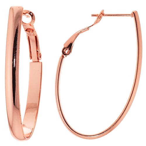 Rose Gold Over Fine Silver Plated Oval Hoop Earrings - image 