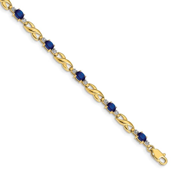 Gemstone Classics&#40;tm&#41; Diamond & Sapphire Oval Link Bracelet - image 