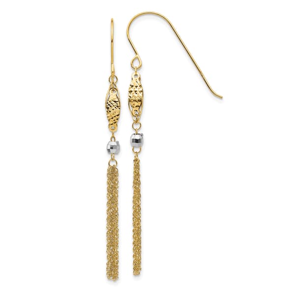 Gold Classics(tm) 14kt. Two-Tone Bead & Chain Earrings - image 