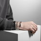 Mens Iron Saints Onyx Bead & Layered Curb Chain Bracelet - image 3