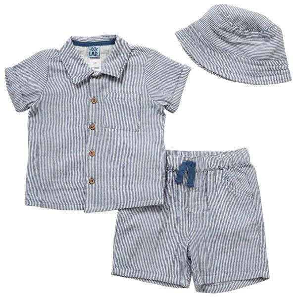 Toddler Boy &#40;2T-4T&#41; Little Lad&#40;R&#41; 3pc. Chambray Shorts Set w/ Hat - image 