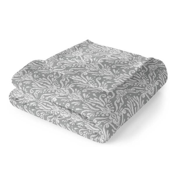 Spirit Linen Home&#40;tm&#41; Velvet Plush Scroll Grey Throw Blanket - image 