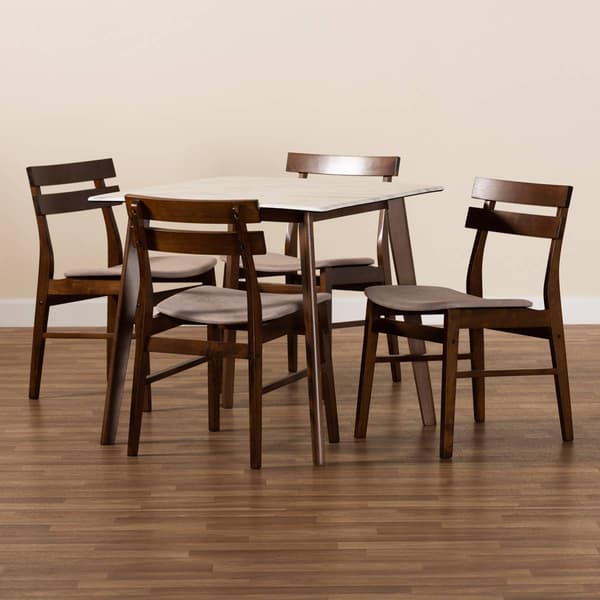 Baxton Studio Richmond Modern Walnut Brown Wood 5pc. Dining Set