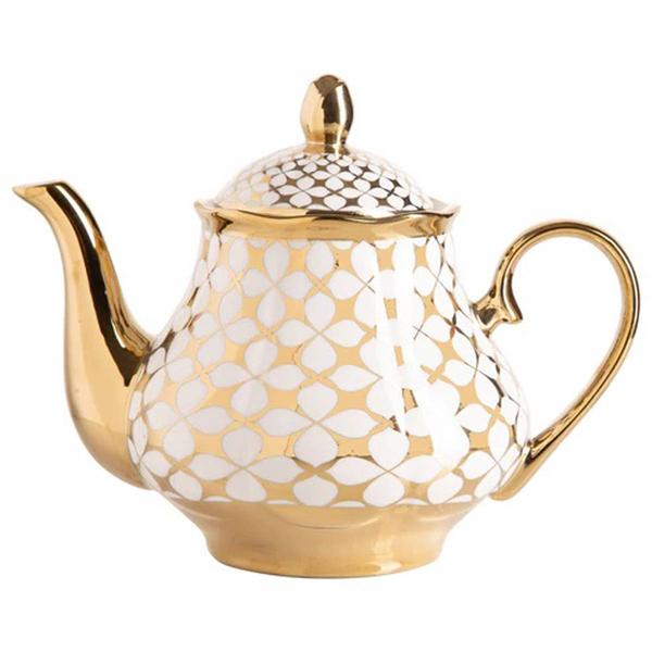 Home Essentials 37oz. Gold Trellis Teapot - image 