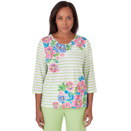 Plus Size Alfred Dunner Miami Beach Stripe Floral Tee