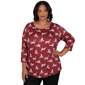 Plus Size Emaline Key Items 3/4 Sleeve All Over Fox Tee - image 1
