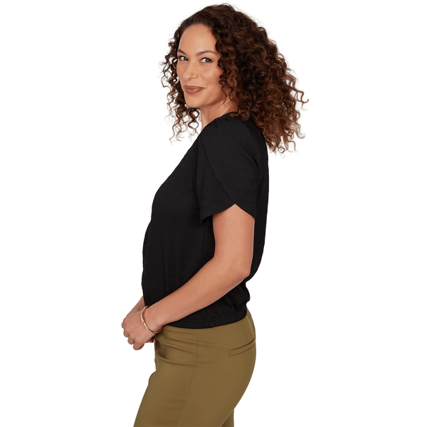 Womens Emaline La Vita Costiera Short Tulip Sleeve Solid Blouse