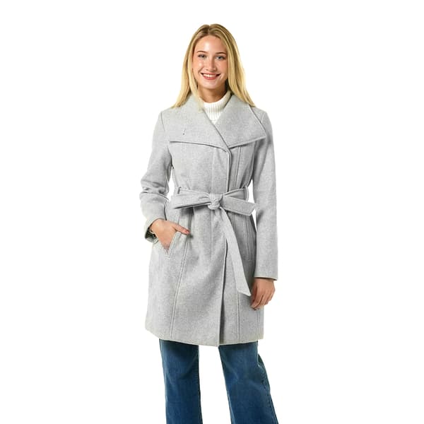 Plus Size Michael Kors Asymmetrical Button Front Wool Coat w/Belt
