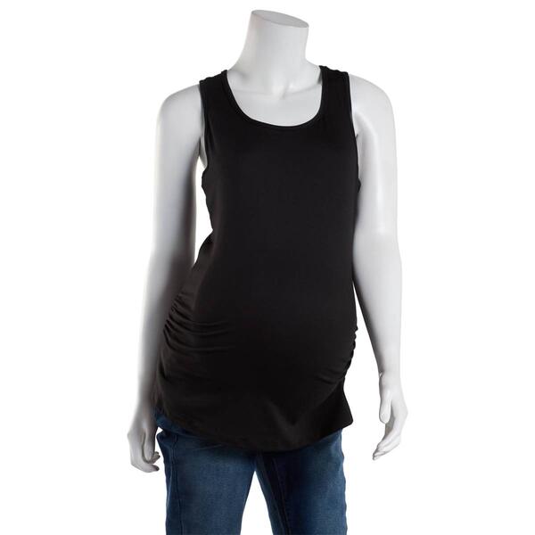 Womens Due Time Solid Racerback Maternity Tank Top - image 