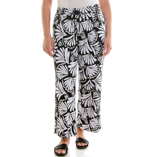 Petite Zac & Rachel Pull On Palm Leaf Wide Leg Pants