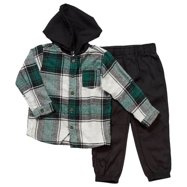 Toddler Boy Little Rebels&#174; Hooded Flannel & Pants Set