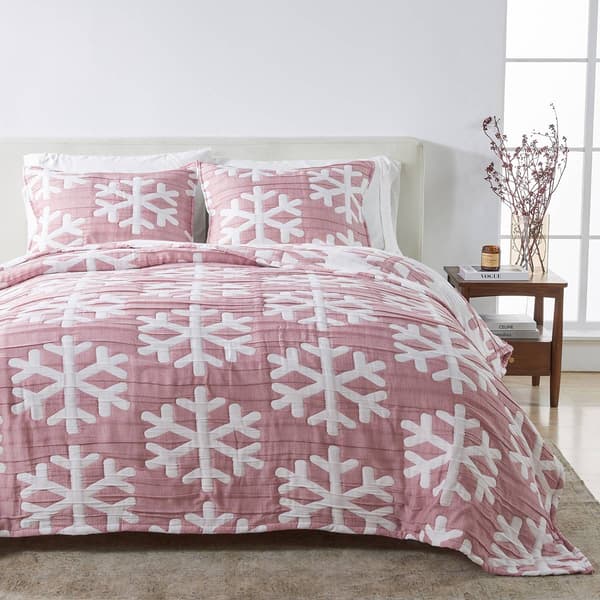 FreshFolds Nino 3pc. Patchwork Stitched Snowflake Quilt Set