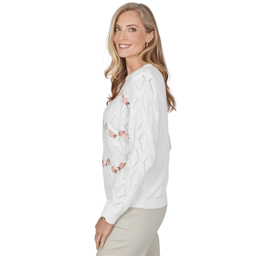 Womens Alfred Dunner Sunset Ridge Floral Pointelle Sweater