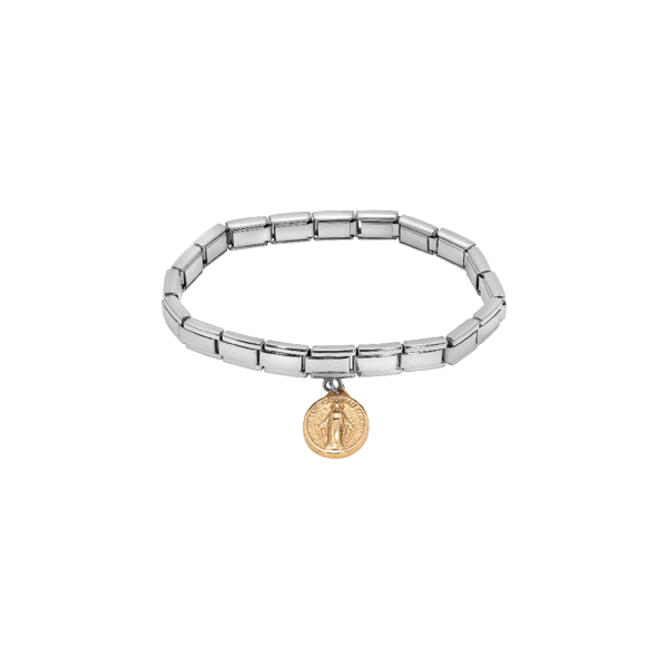 Symbols of Faith Silver-Tone Miraculous Medal Charm Bracelet - image 