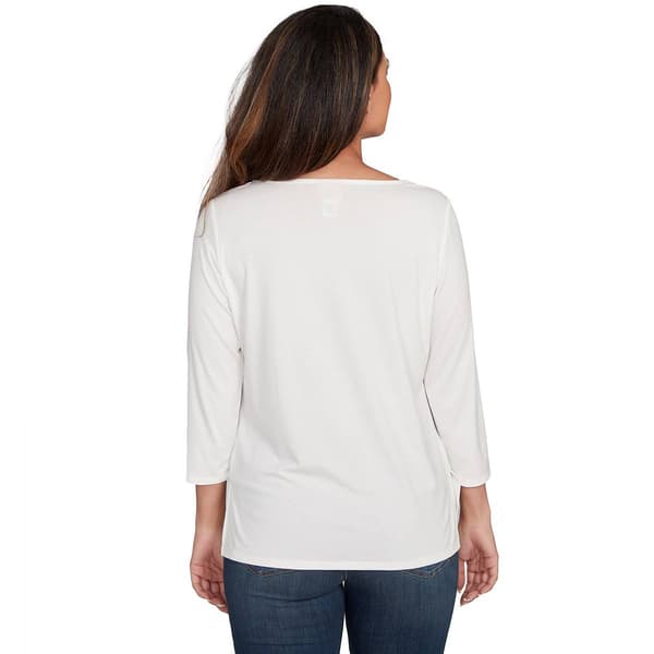 Womens Ruby Rd. New Neutrals Embellished Solid Knit Blouse