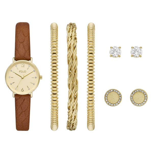 Womens Folio Gold-Tone Three Hand Watch Gift Set - FMDFL2052 - image 