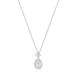 Saffron 2ctw. Moissanite Diamond Oval Halo Drop Necklace