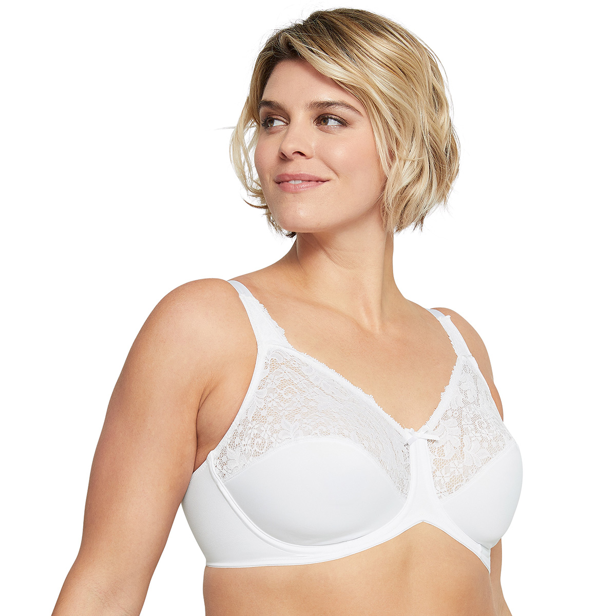 NEW Lilyette Bra 42D Comfort Lace 0428 Underwire Minimizer Ivory