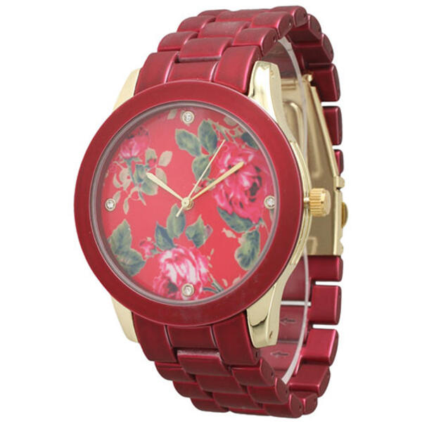 Womens Olivia Pratt Colored Metal Watch -13575RED - image 