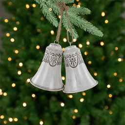 Northlight 2pc. Grey & White Embossed Bells Christmas Ornaments