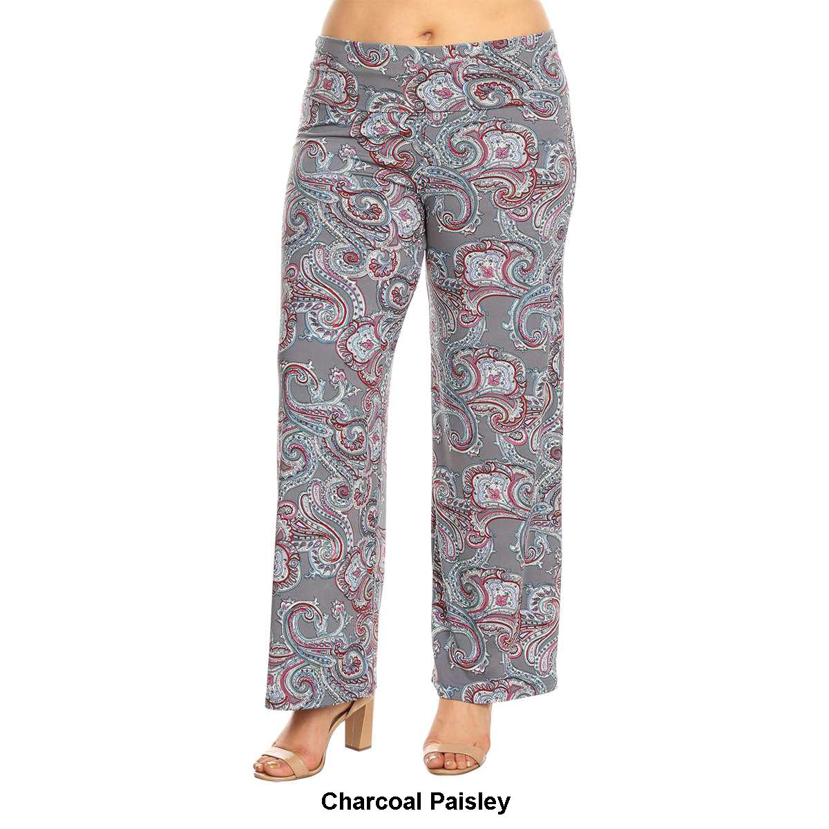 Plus Size White Mark Paisley Print Palazzo Pants