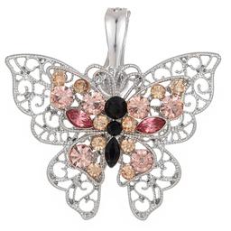 Wearable Art Silver & Pink Filigree Butterfly Enhancer Pendant