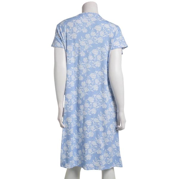 Womens Elizabeth & Nicole Short Sleeve Floral Lace Trim Nightgown