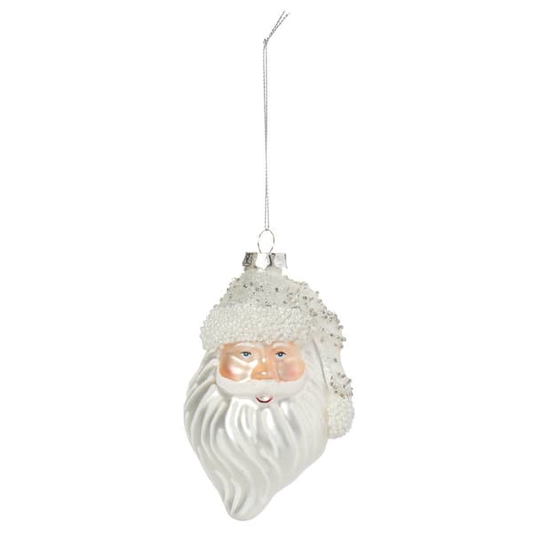 Glass Santa Claus Face Christmas Ornament - image 