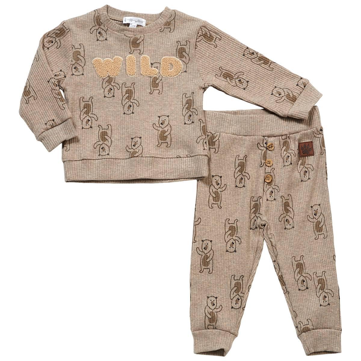 Baby Boy (12-24M) Emily & Oliver(R) Wild Ribbed Top & Pants Set