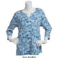 Petite Hasting & Smith 3/4 Sleeve Floral Split Neck Tee - image 3
