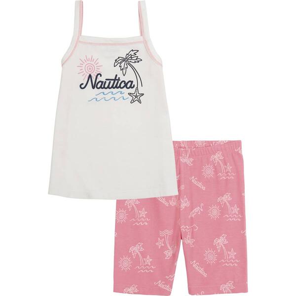 P/H 3/1/24 Toddler Girl Nautica Tropical Tank Top & Shorts Set - image 