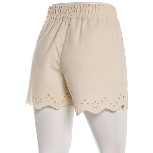 Juniors Wallflower Linen Elastic Waist Eyelet Hem Shorts