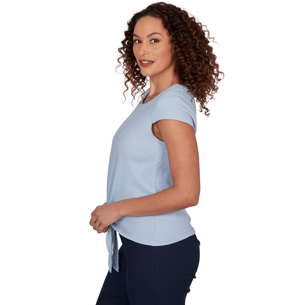 Petite Emaline Sapphire Serenade II Cap Sleeve Textured Blouse