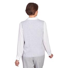 Petite Alfred Dunner Isn''t it Romantic Pearl Trim Sweater Vest