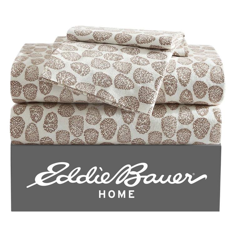 Eddie Bauer Little Creek Pine Cone Cotton Flannel Sheet Set