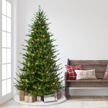 Puleo International 7.5ft. Pre-Lit Artificial Pine Christmas Tree ...