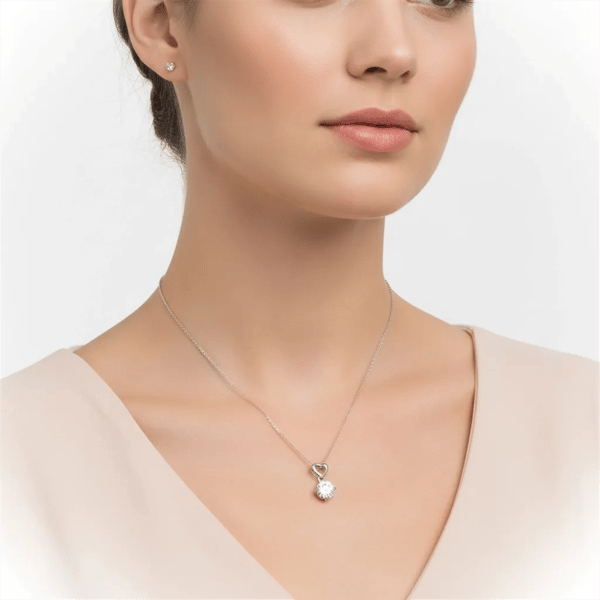 Saffron 1ctw. Moissanite Diamond Heart Drop Pendant Necklace