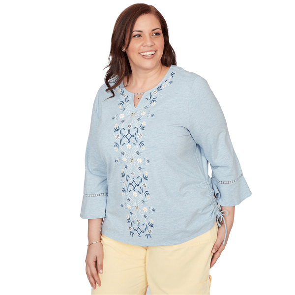 Plus Size Alfred Dunner Out Of The Blue Center Embroidery Blouse