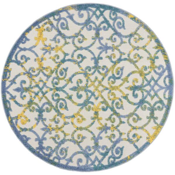 Nourison Aloha Scroll Print Indoor/Outdoor Round Rug - image 