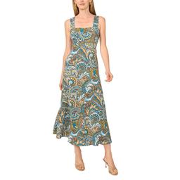 Womens MSK Sleeveless Sqare Neck Print Challis Maxi