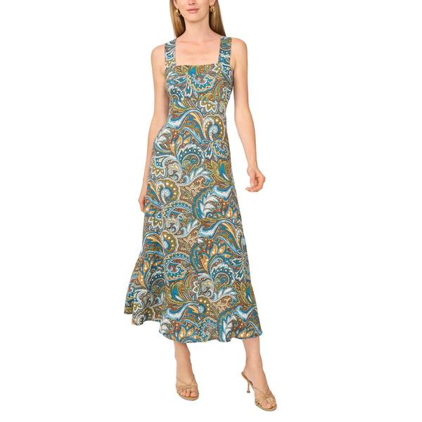 Womens MSK Sleeveless Sqare Neck Print Challis Maxi