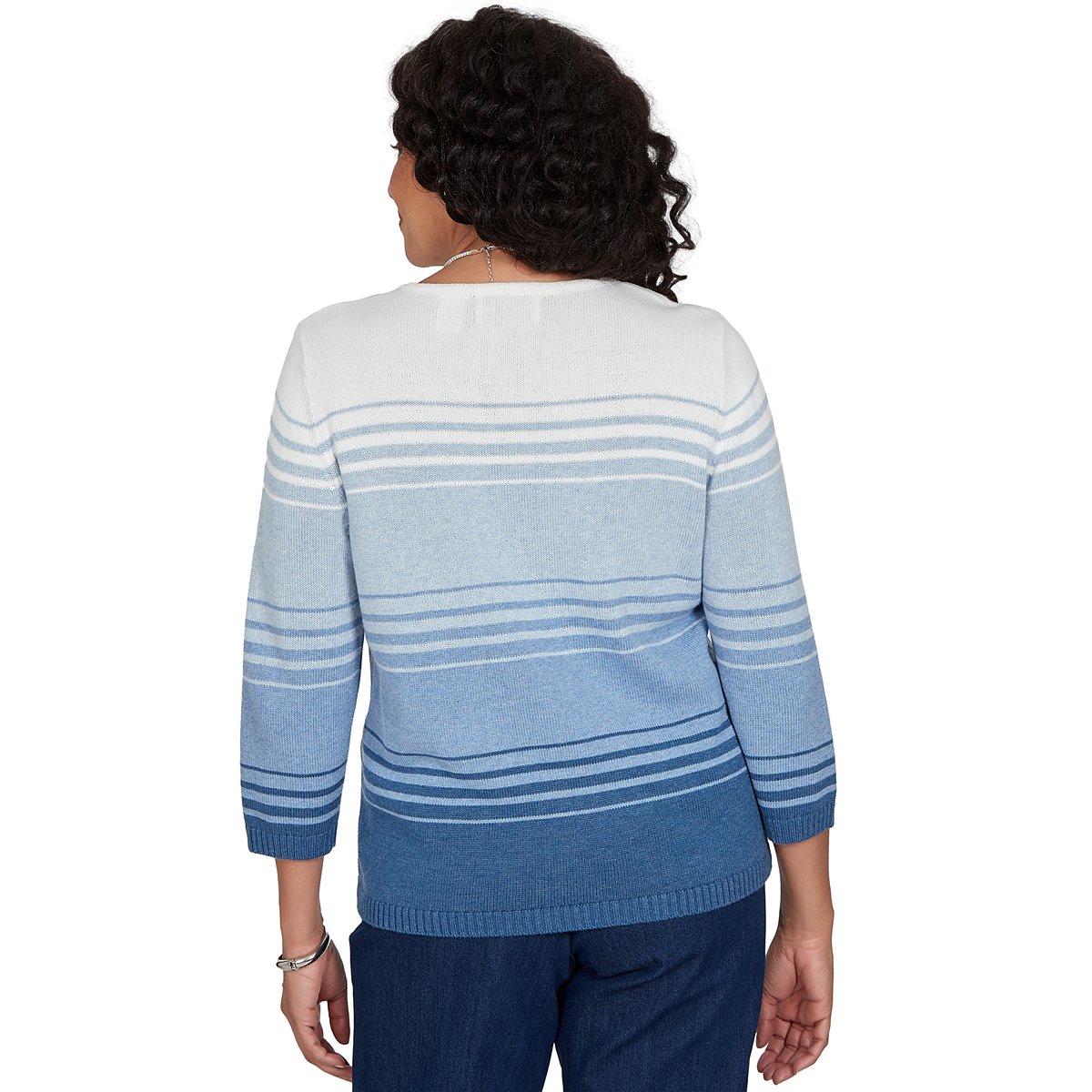 Womens Alfred Dunner Tuscany Ombre Stripe Floral Sweater