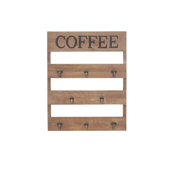 9th & Pike&#174; Wood Coffee Wall Storage Shelf with Iron Hooks
